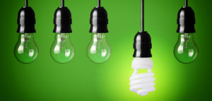 five light bulbs one is energy efficient