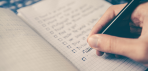 man making a check list