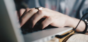 male using his laptop