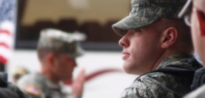 soldier profile soldier in the background slightly blurred